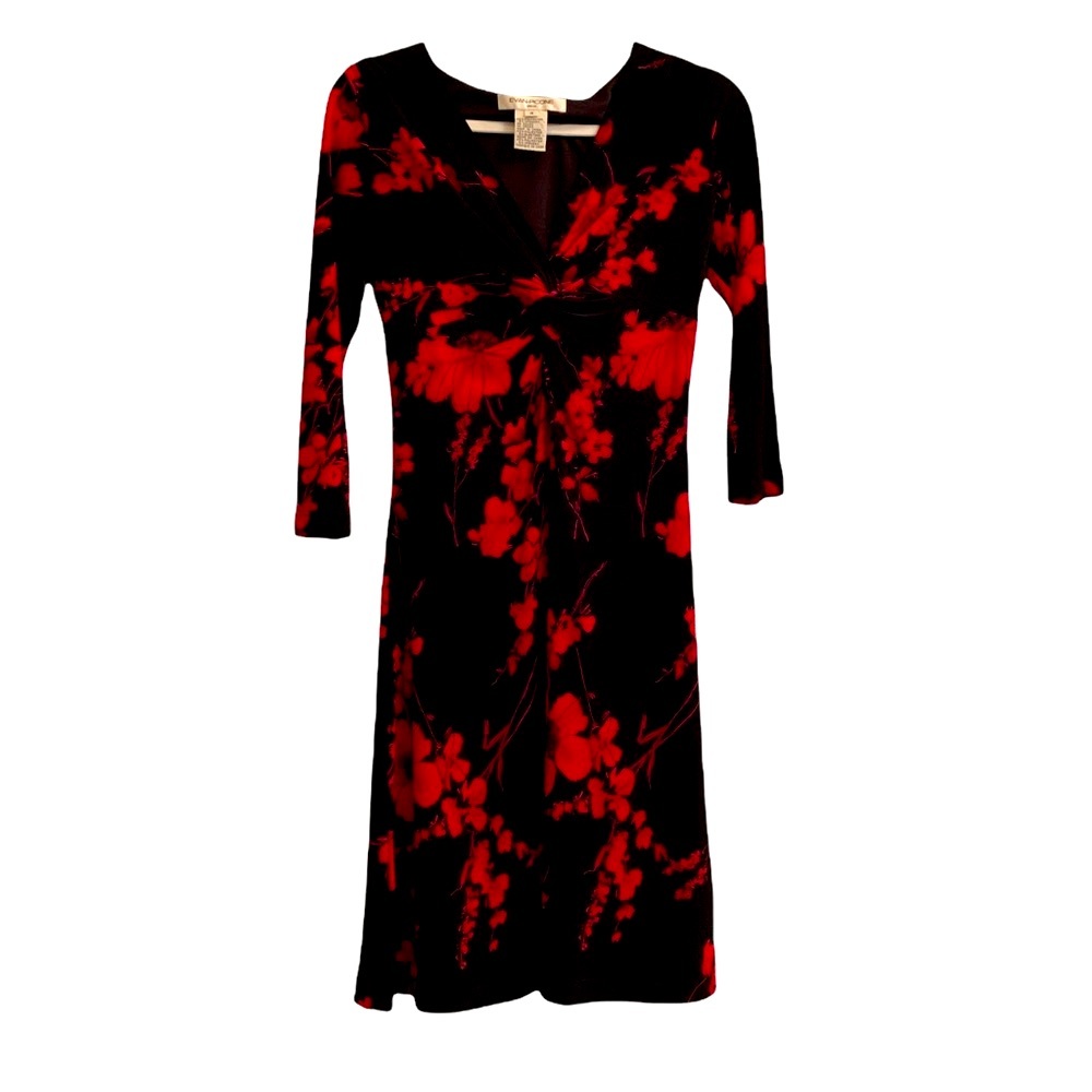 Evan Picone V Twist Accent Floral Dress